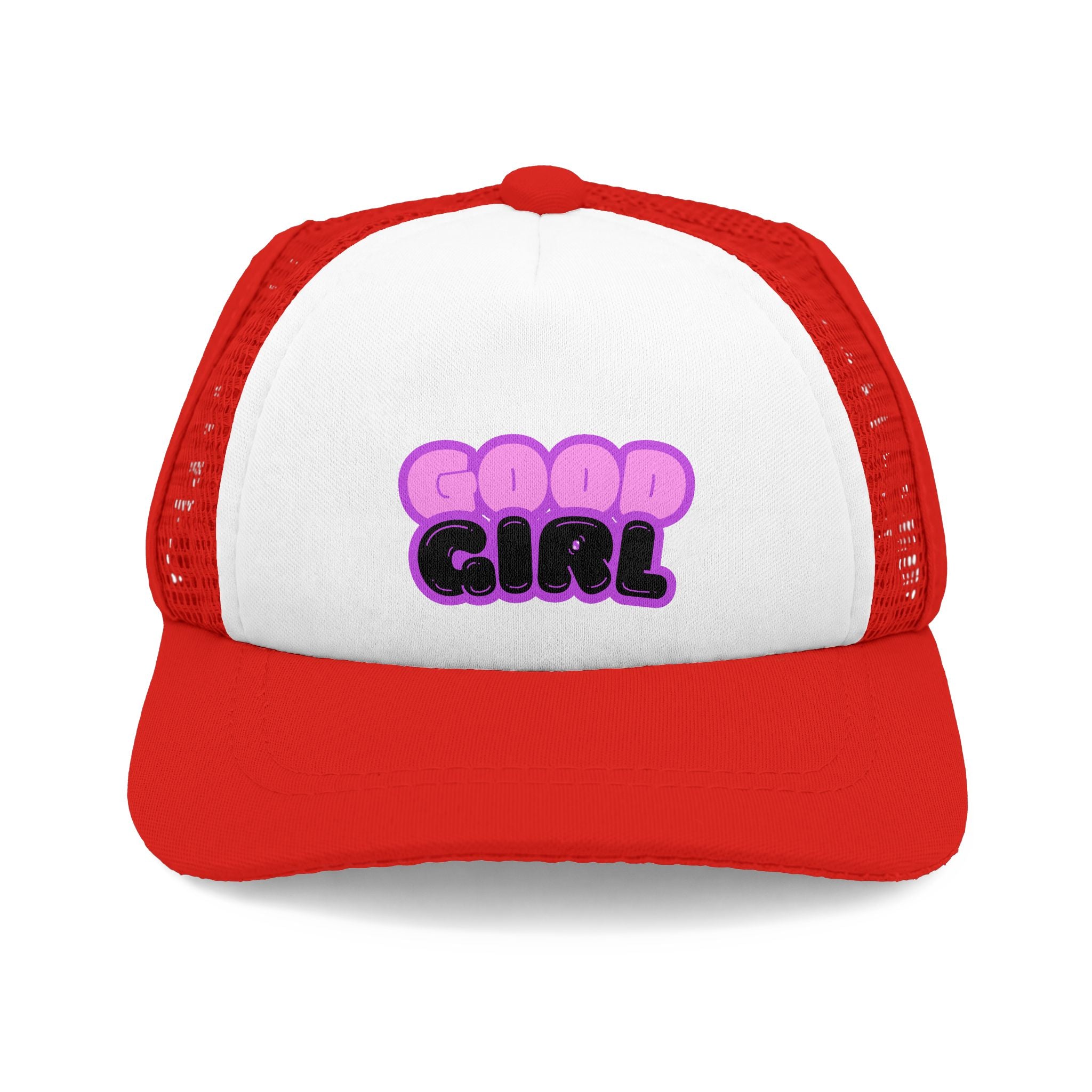Good Girl Trucker Hat — Cute Pink Bubble Letter Dog Foam Cap