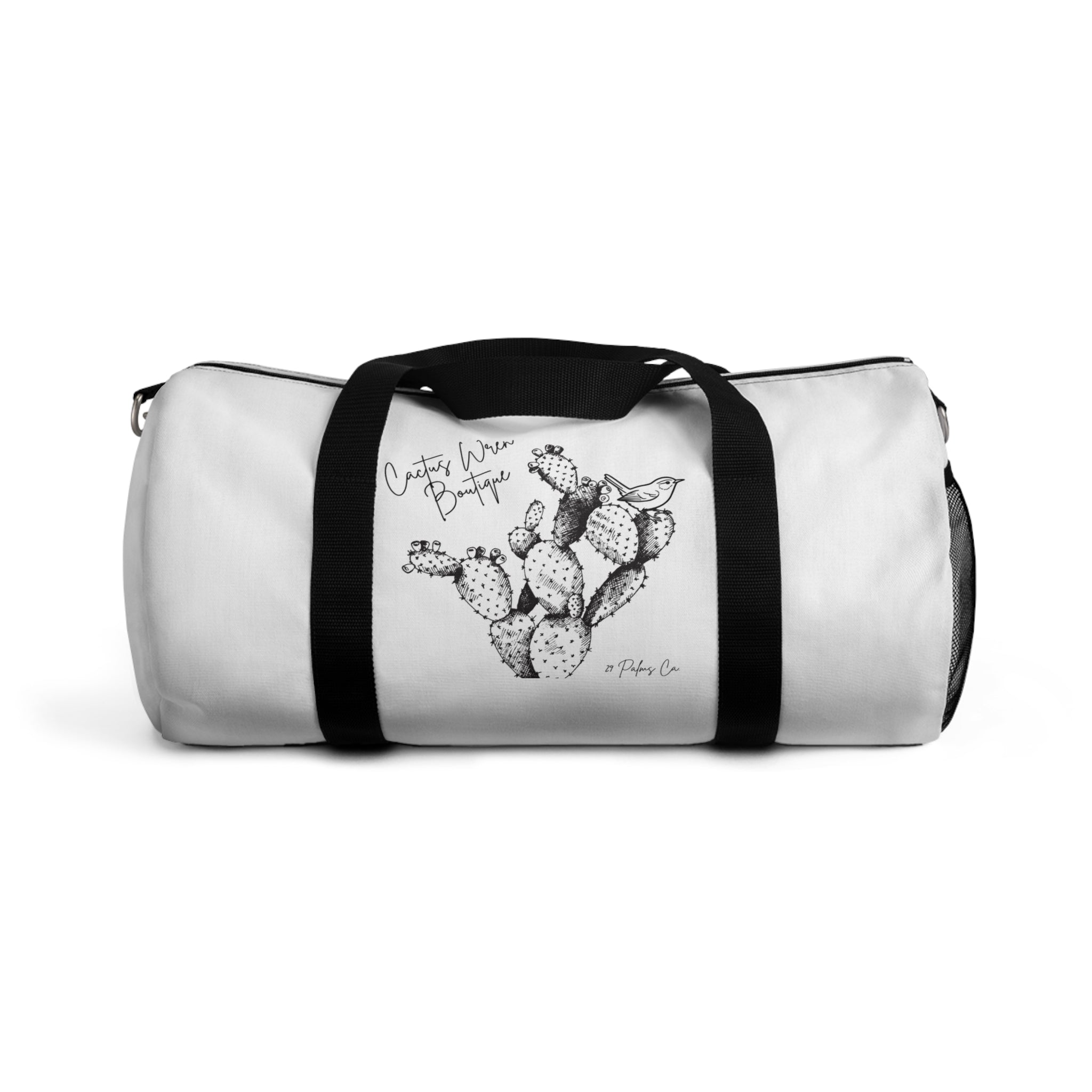 Cactus Sketch Duffel Bag – Boho Botanical Travel Gym Bag