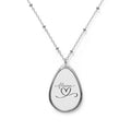 Mama Heart Oval Necklace — Engraved Teardrop Pendant for Moms, Mother’s Day Gift
