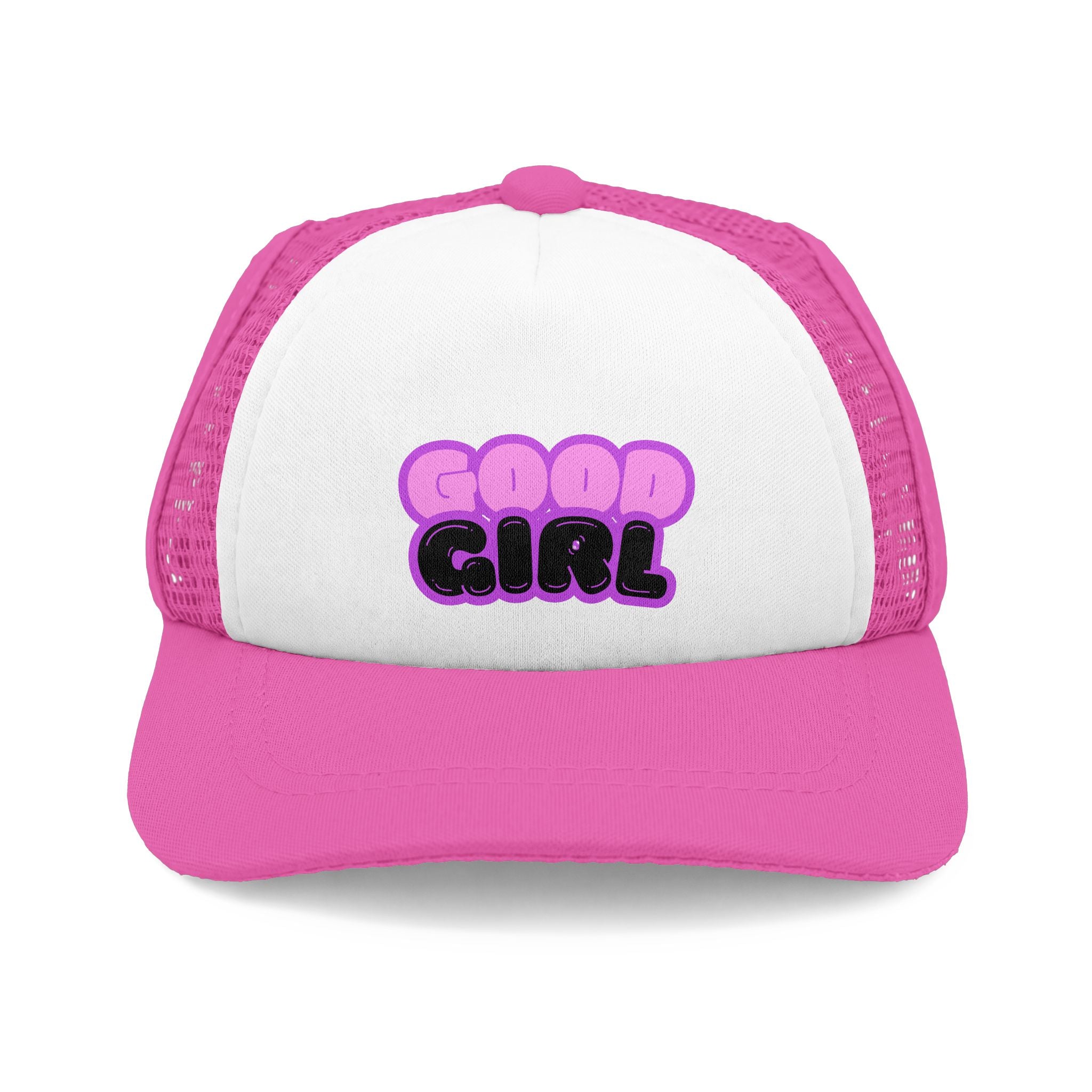 Good Girl Trucker Hat — Cute Pink Bubble Letter Dog Foam Cap