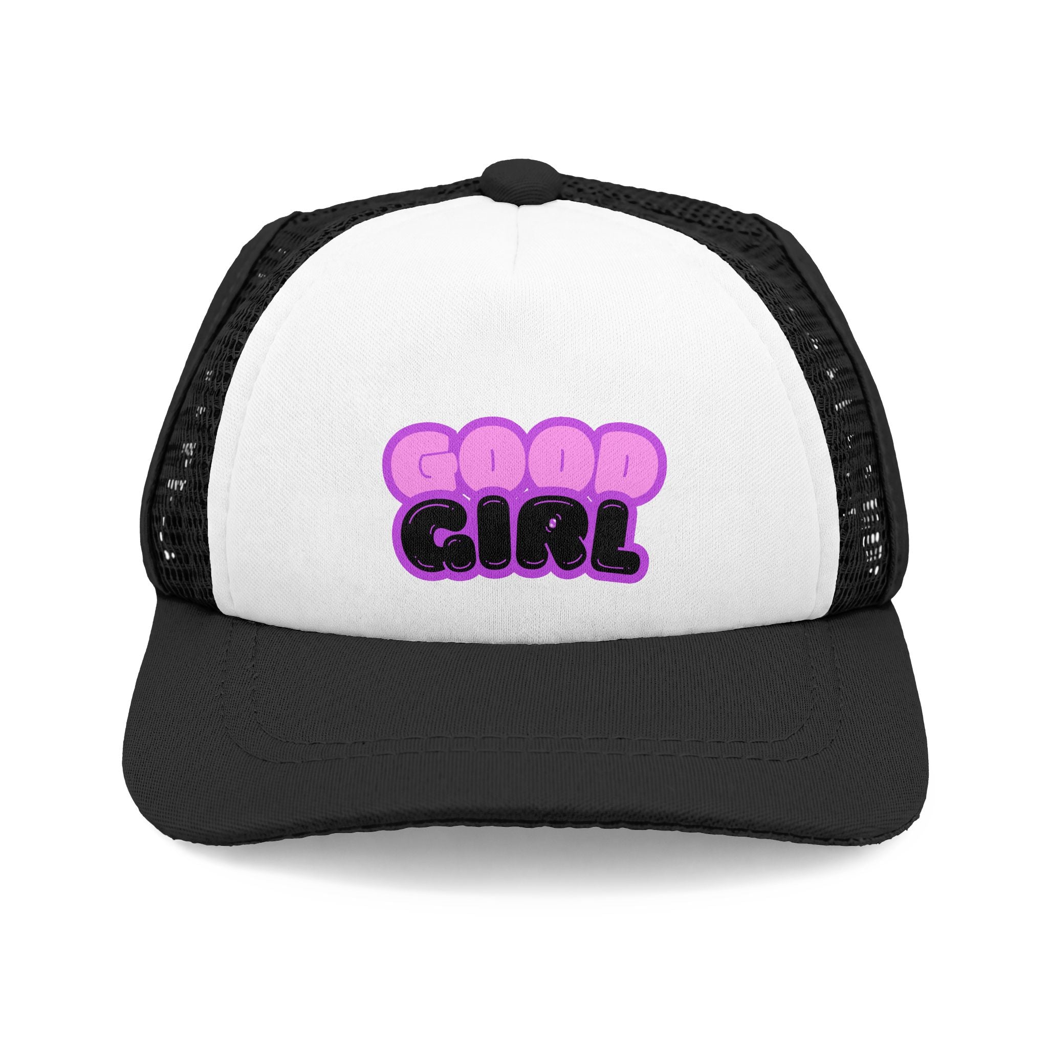 Good Girl Trucker Hat — Cute Pink Bubble Letter Dog Foam Cap