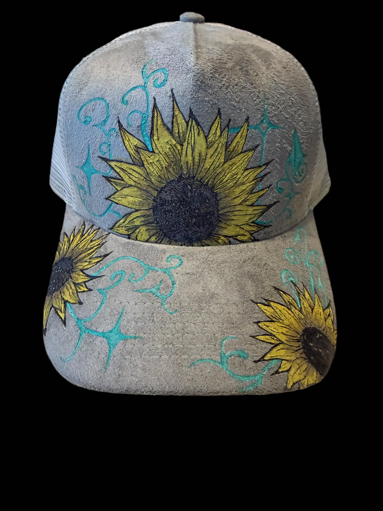Faux Suede Ball Cap Sunflower