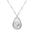 California Floral Oval Necklace — State Outline with Rose Pendant