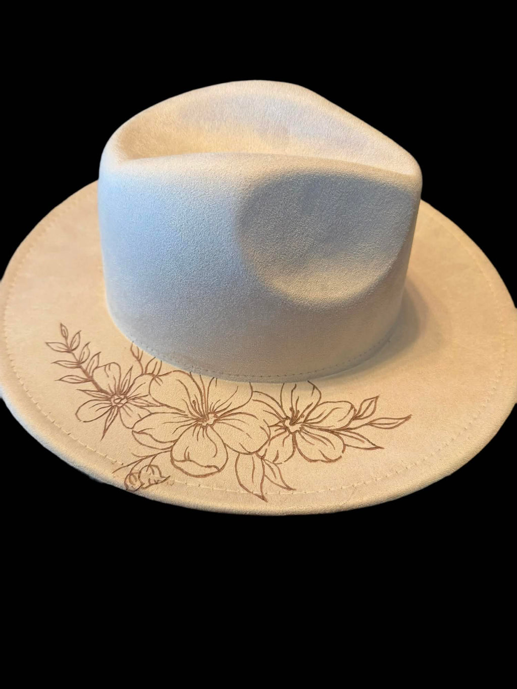 Youth Girls White Faux Suede Fedora
