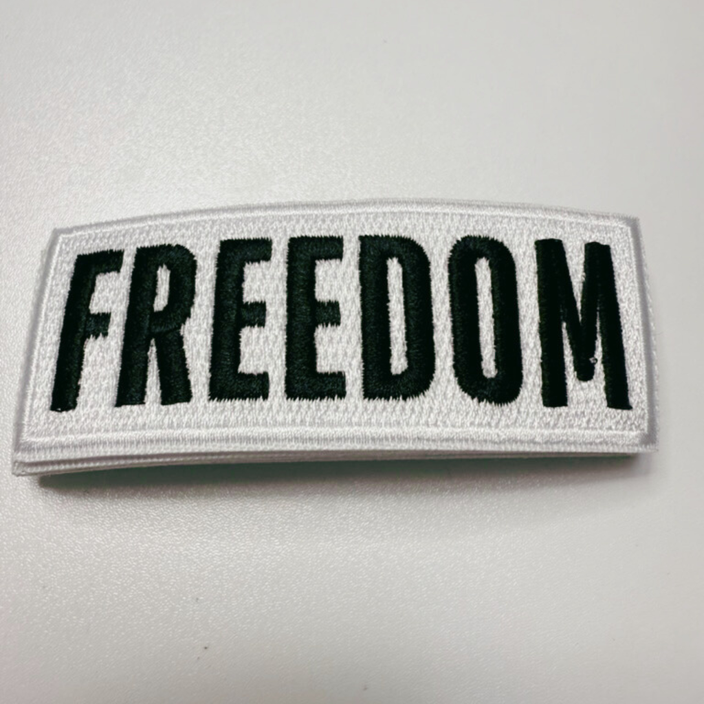 3.5" FREEDOM in White & Black  -  Embroidered Hat Patch