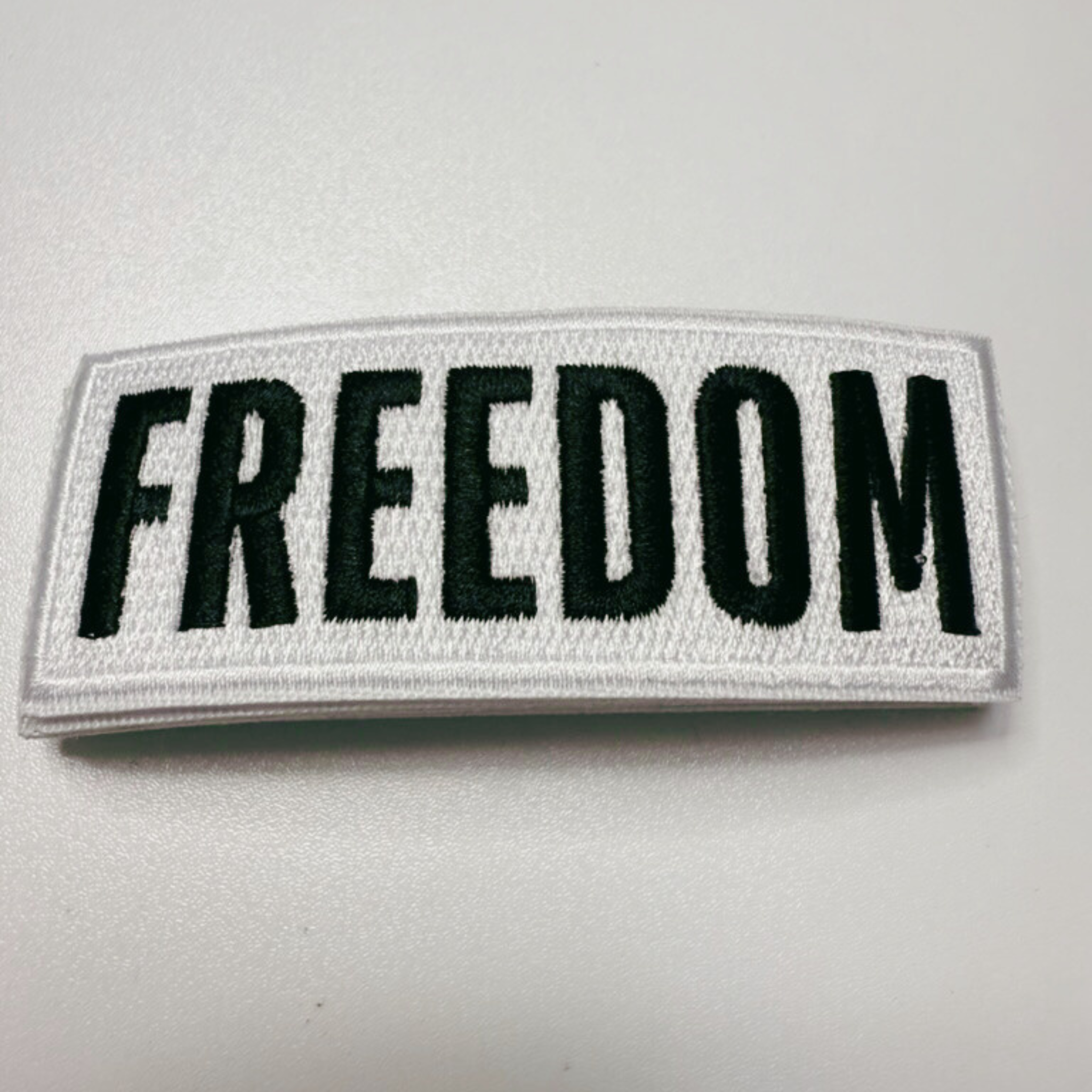 3.5" FREEDOM in White & Black  -  Embroidered Hat Patch