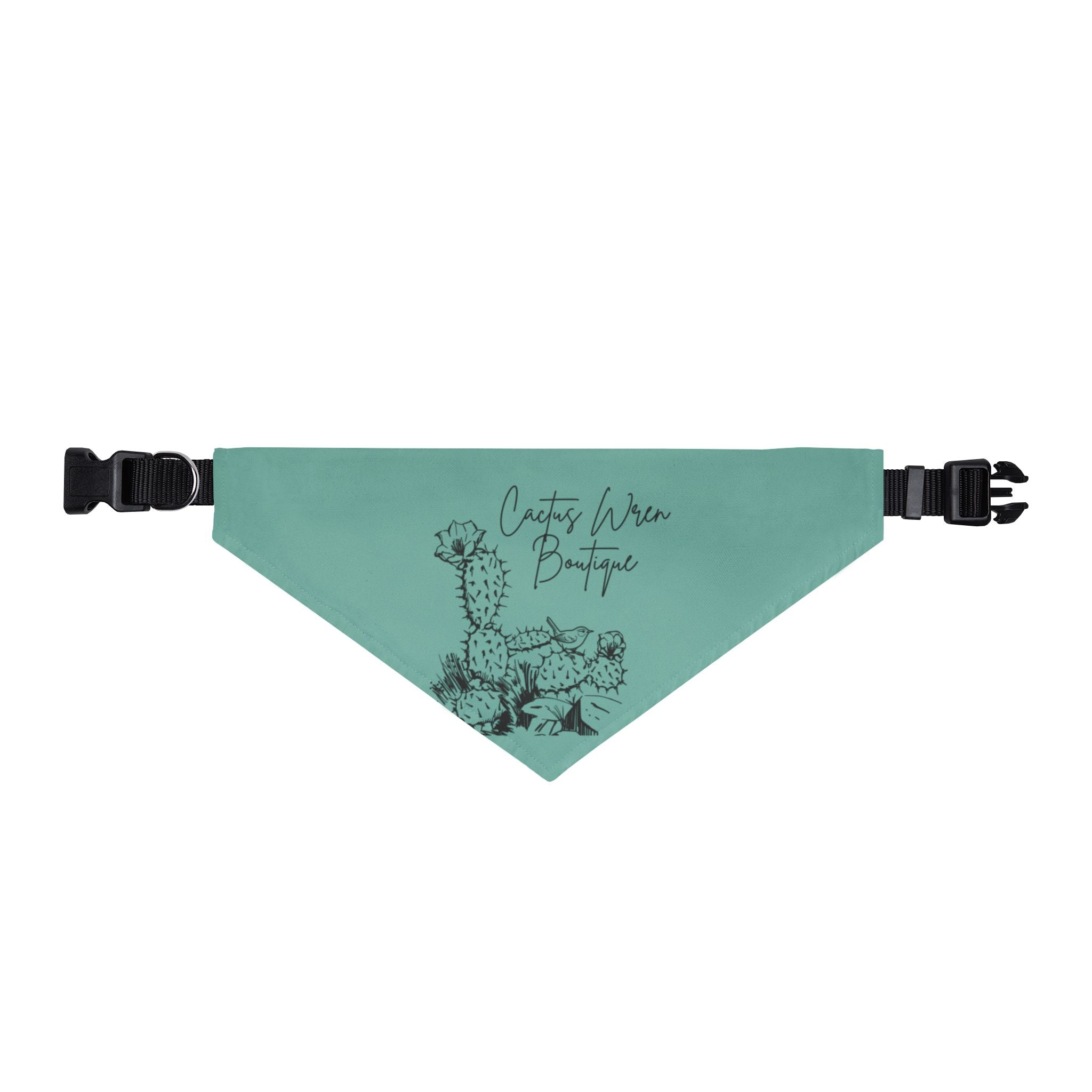 Clip-on Bandana for Dogs & Cats — Teal 'Cactus Garden' Pet Scarf