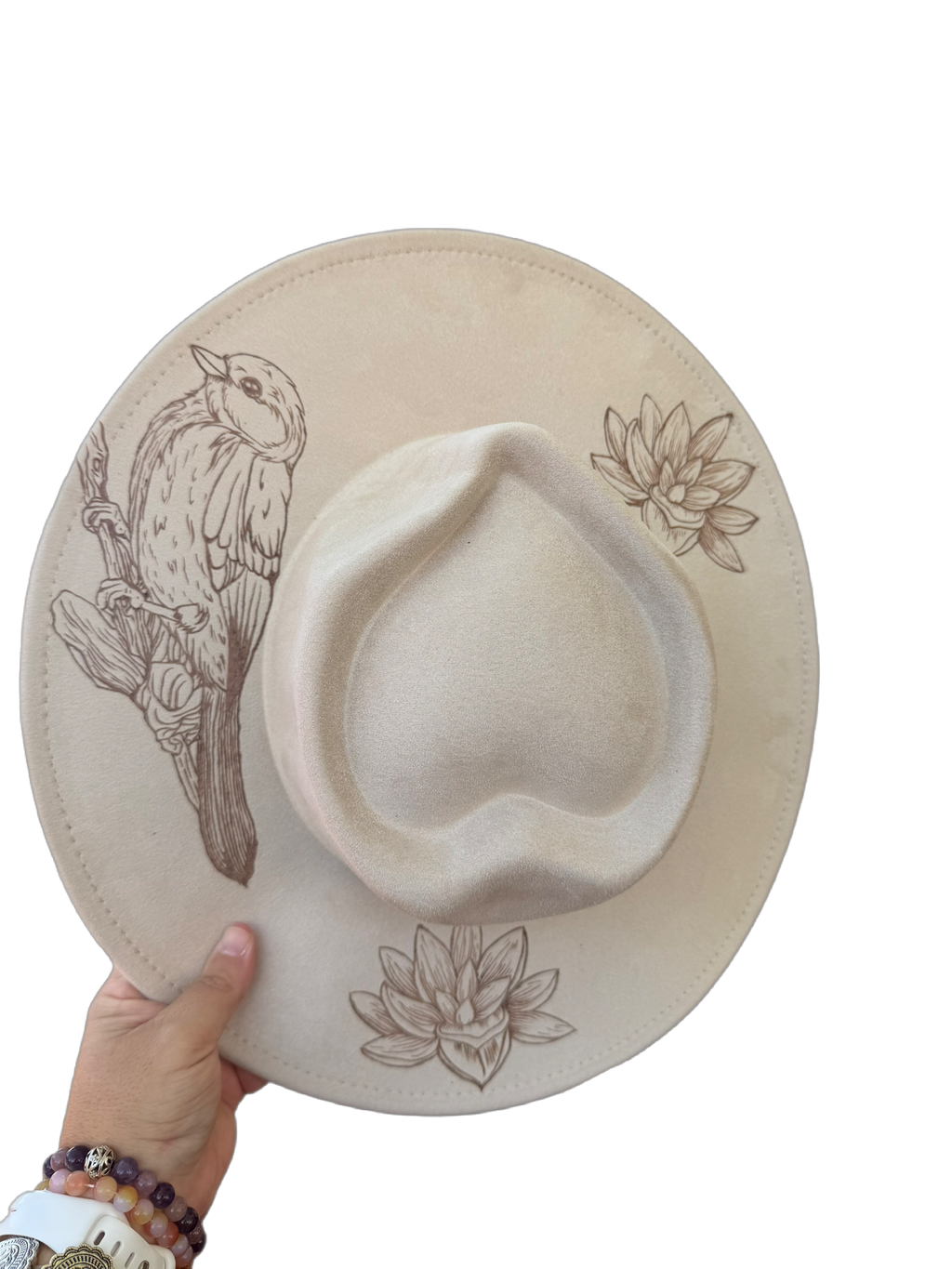 White Faux Suede Fedora Wren