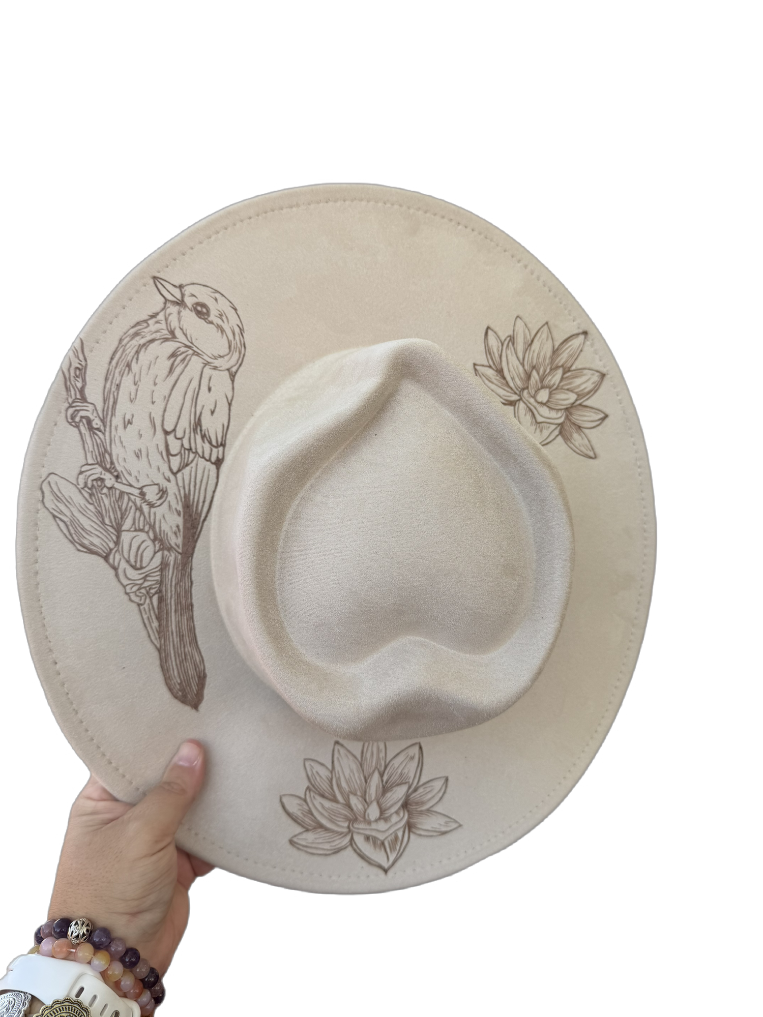 White Faux Suede Fedora Wren