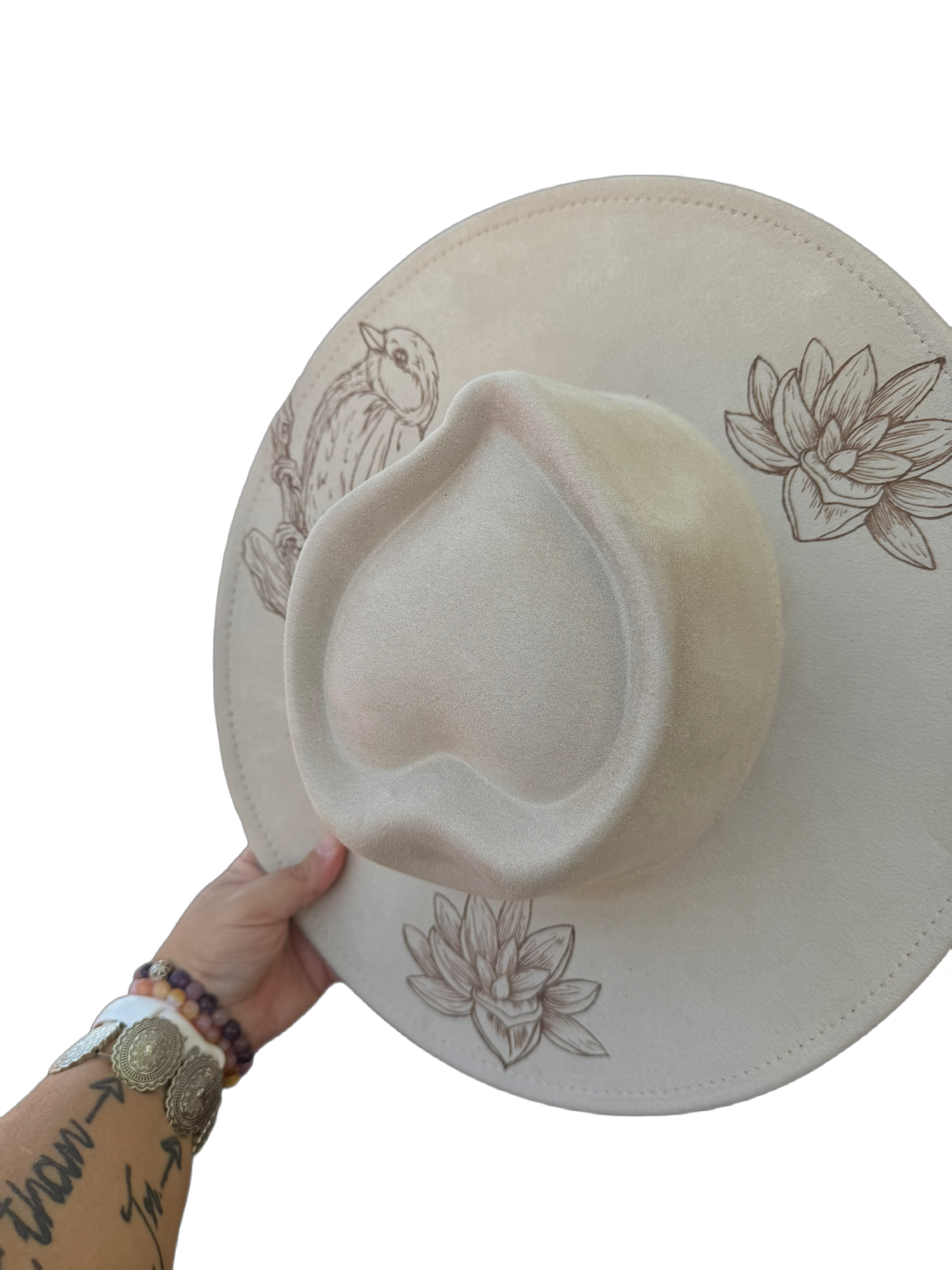 White Faux Suede Fedora Wren