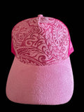 Pink Suede Ball Cap with Island Tribal