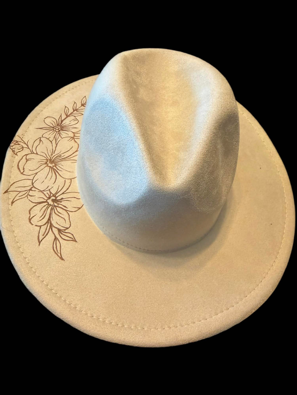 Youth Girls White Faux Suede Fedora
