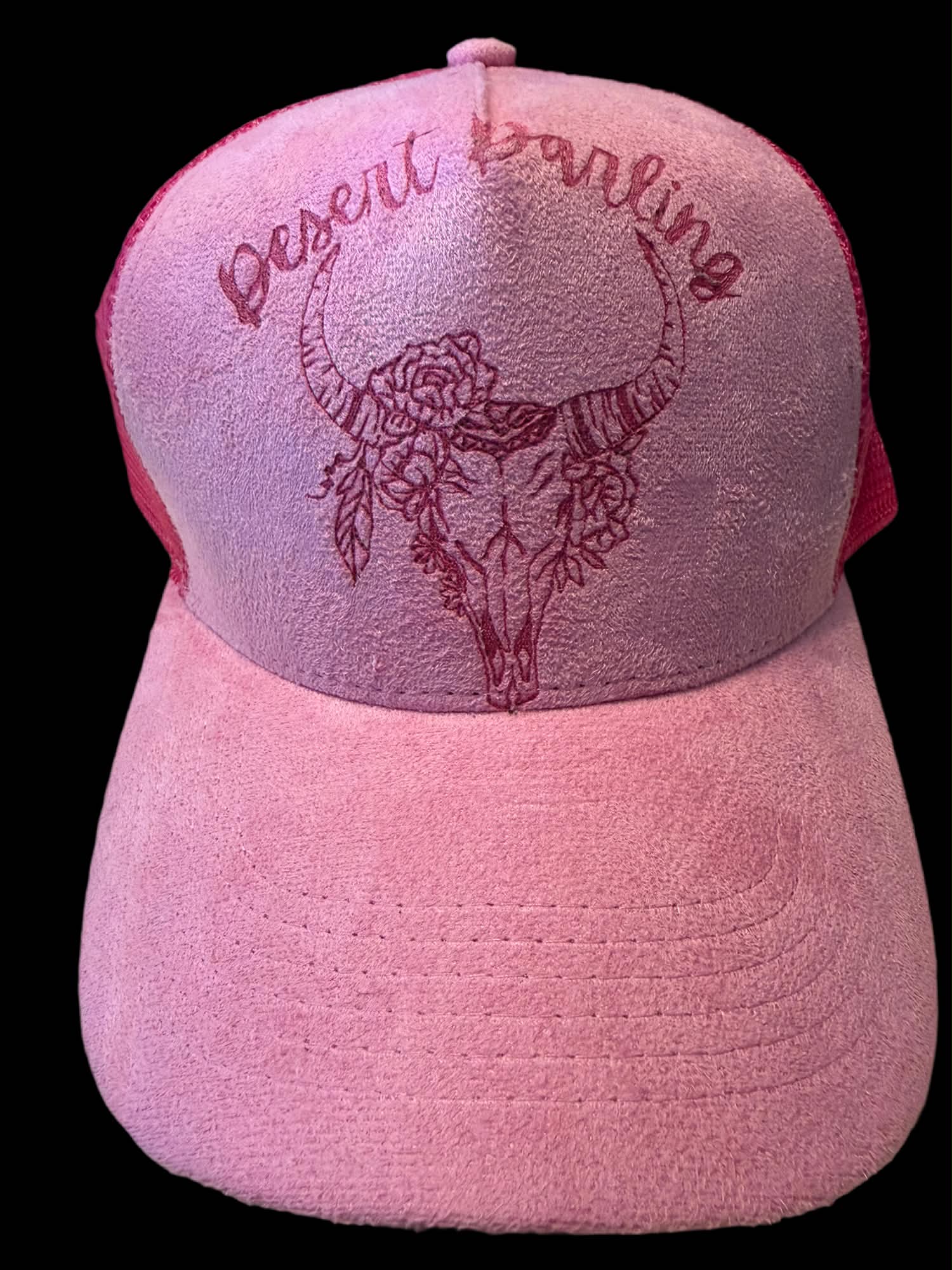 Pink Faux Suede Ball Cap Desert Darling